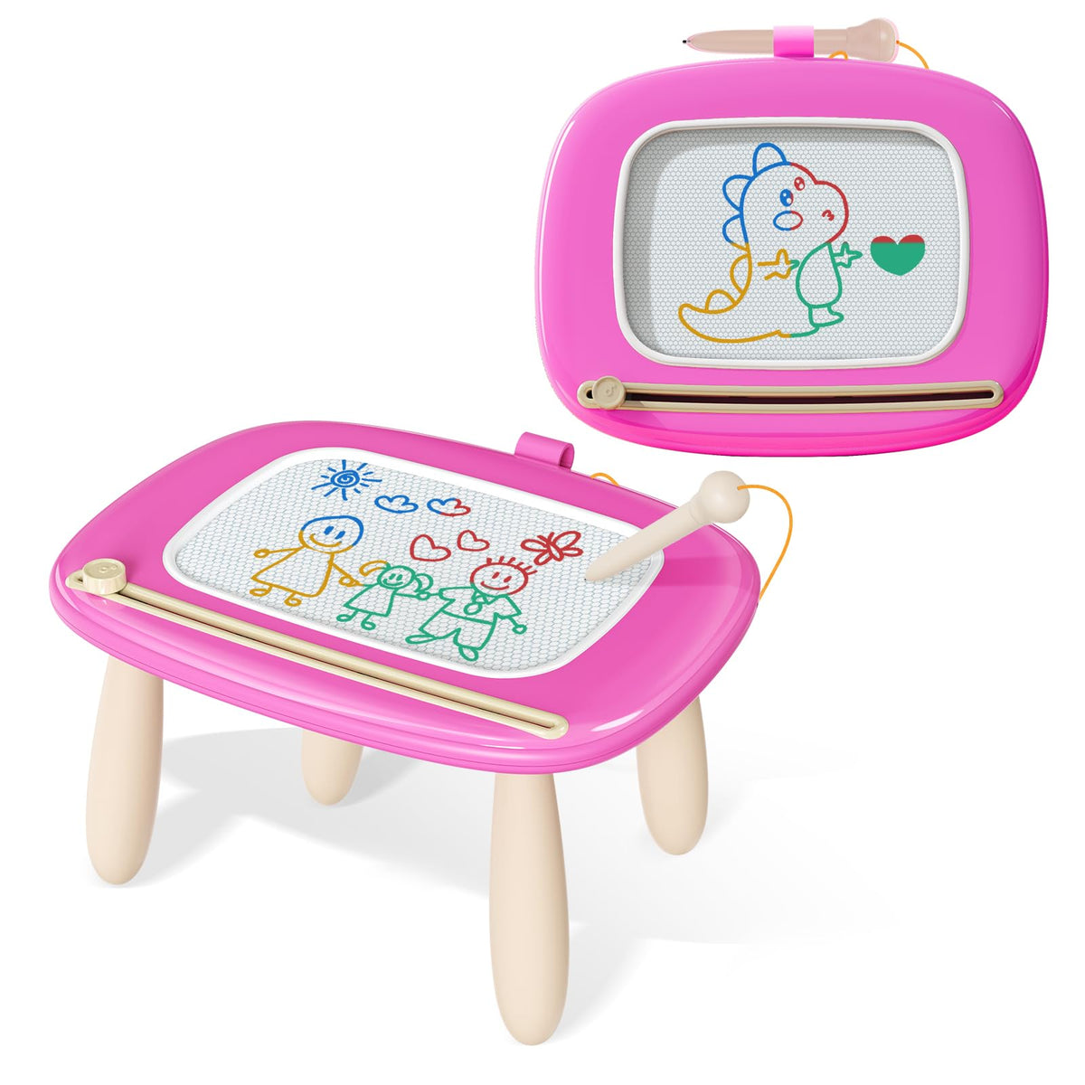 Kikidex Magnetic Drawing Board, Toddler Girl Toys for 1-3 Year Old, Doodle Board Pad Learning and Educational Toys for 1 2 3 Year Old Kids Birthday Gift (Soft Pink)