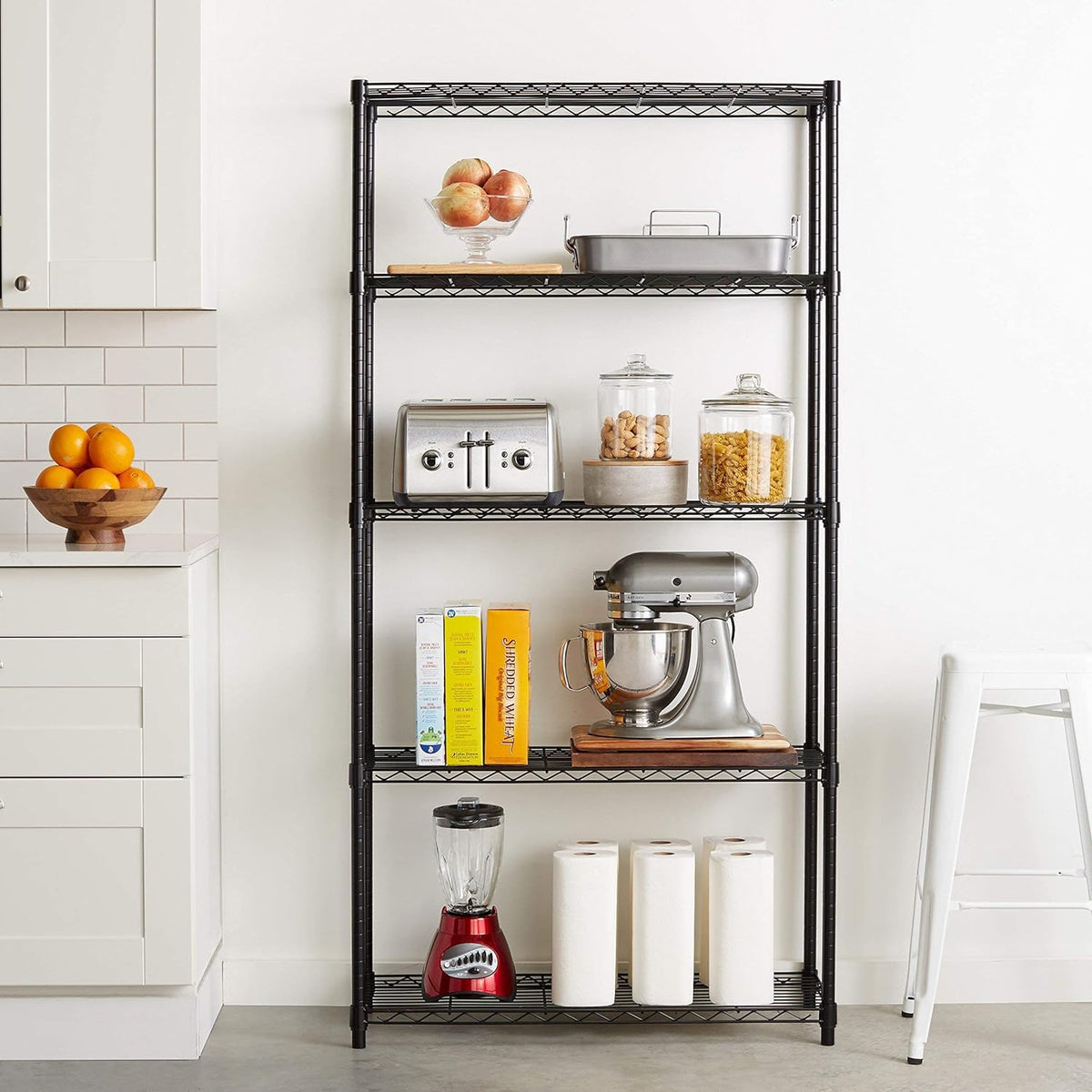 Amazon Basics 5-Shelf Adjustable Heavy Duty Steel Wire Storage Shelves for Garage
