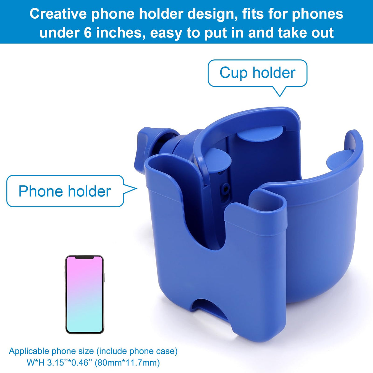 Accmor Stroller Cup Holder with Phone Holder, Bike Cup Holder, Walker Scooter Wheelchair Cup Holder Attachment, Universal Cup Holder for Uppababy Graco Strollers
