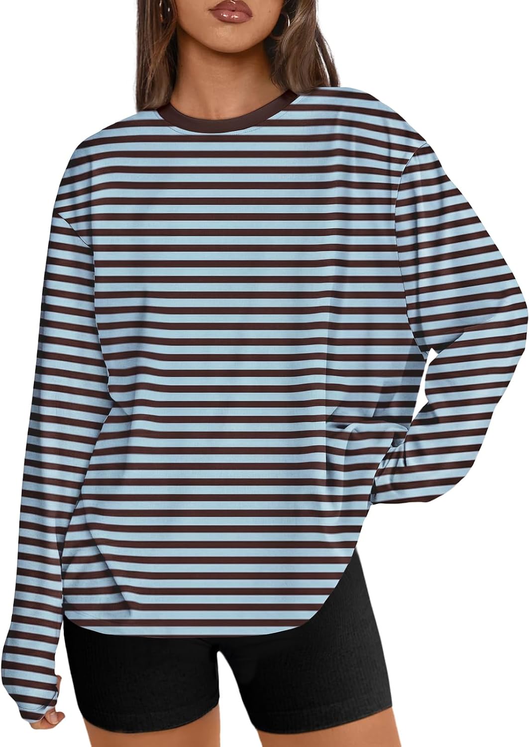 Trendy Queen Womens Oversized Long Sleeve Shirts Fall Tops 2026 Basic Tee