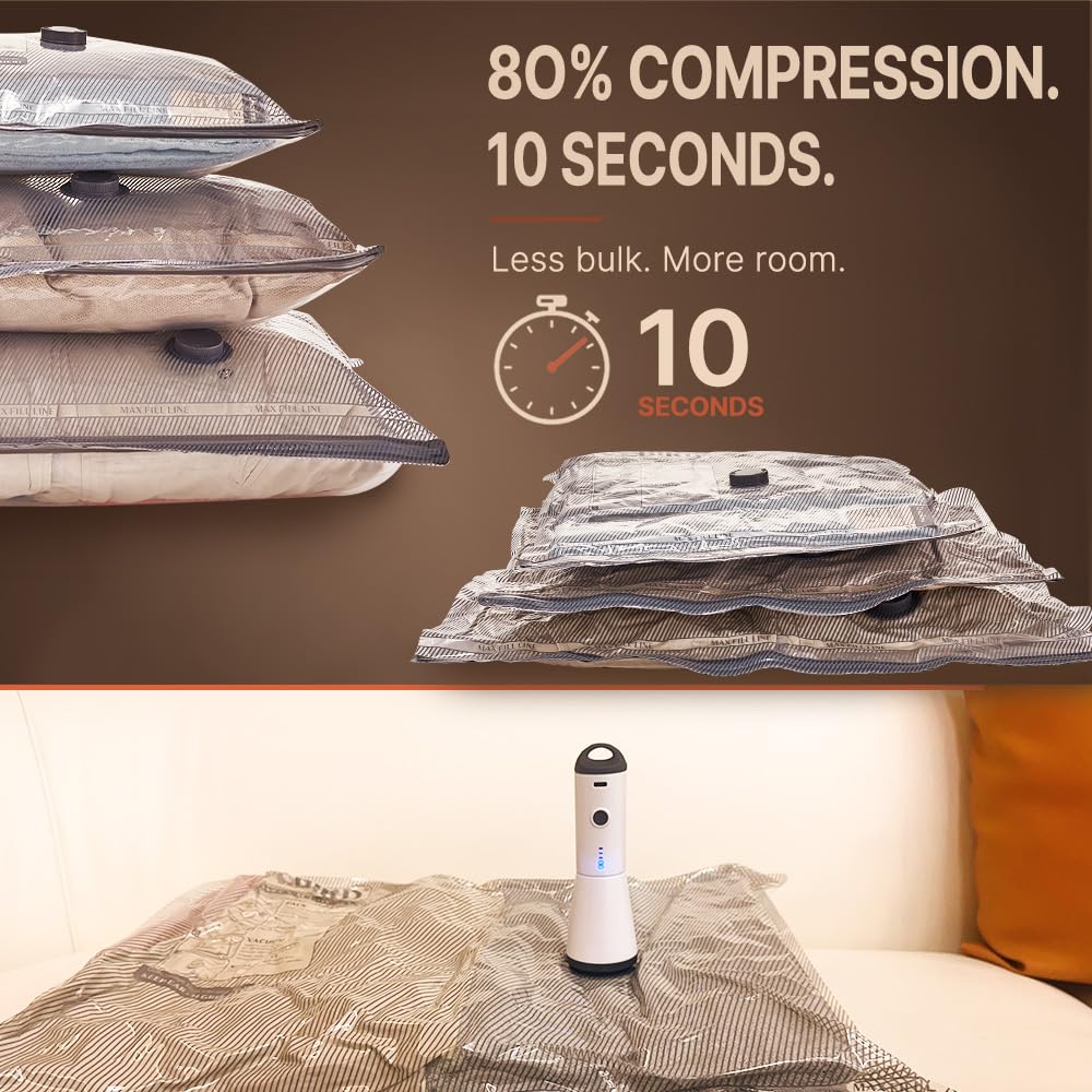 Vacbird Travel Vacuum Bags with Rechargeable Pump, 15 combo tarvel size
