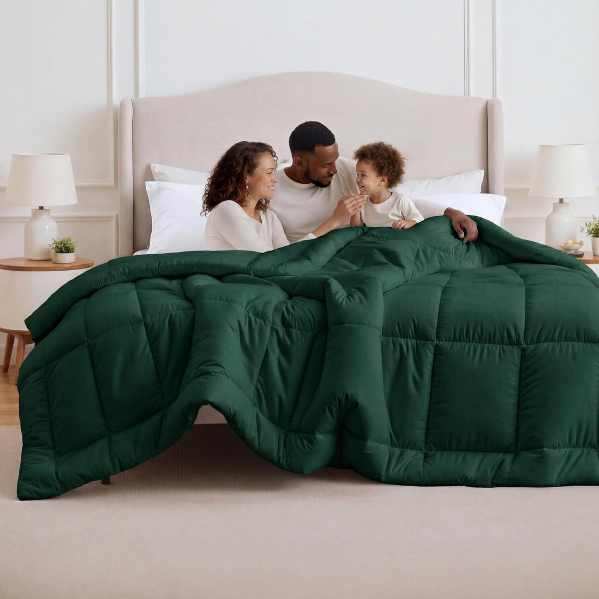 Bedsure Comforter Duvet Insert - Quilted Comforters King Size, All Season Duvet, GentleSoft Down Alternative Bedding, with 8 Tabs, Gifts for Women/Men, Light Spa Blue, King 90 x 102 Inches