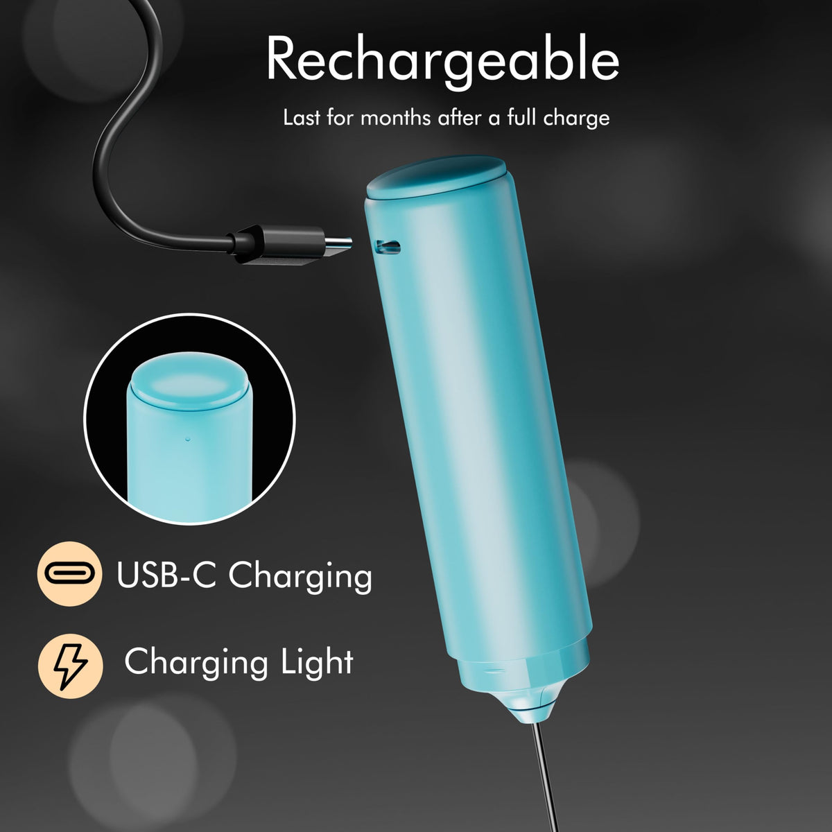 Rechargeable Milk Frother Handheld, 2-IN-1 Dual Spring Whisk Electric Frother Wand