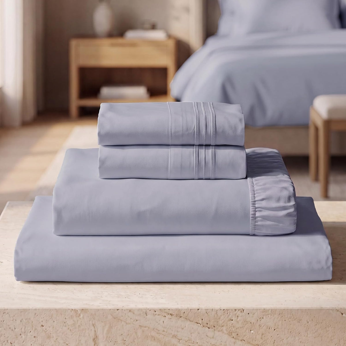 Mellanni Iconic 3-Piece Bed Sheet Set, 16" Deep Pocket (Twin, White)