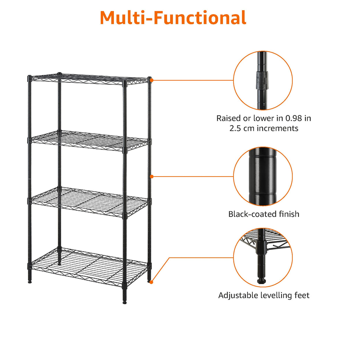 Amazon Basics 5-Shelf Adjustable Heavy Duty Steel Wire Storage Shelves for Garage