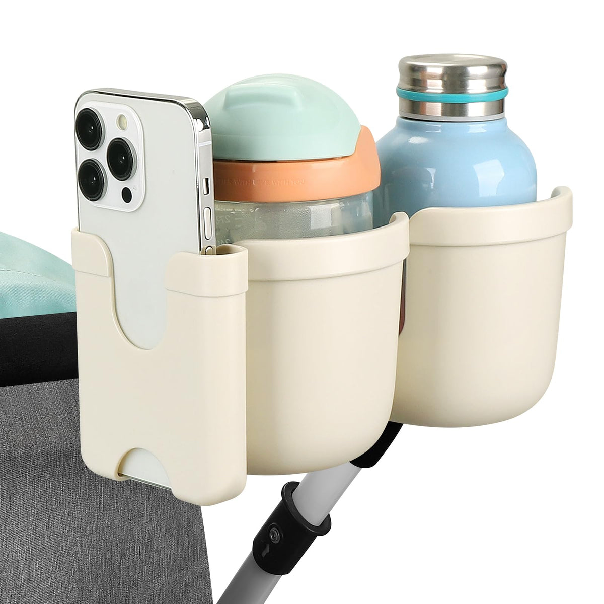Accmor Stroller Cup Holder with Phone Holder, Bike Cup Holder, Walker Scooter Wheelchair Cup Holder Attachment, Universal Cup Holder for Uppababy Graco Strollers