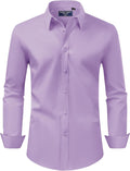 Alimens & Gentle Men's Dress Shirt Regular Fit Stretch Stain Shield Long Sleeve Solid Business Wedding Button Down Shirts
