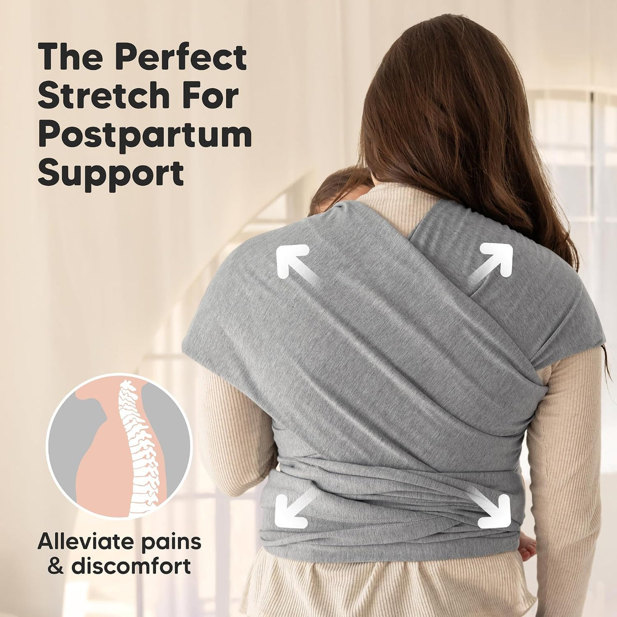 KeaBabies Baby Wrap Carrier, All in 1 Original Baby Carrier, Trendy Black