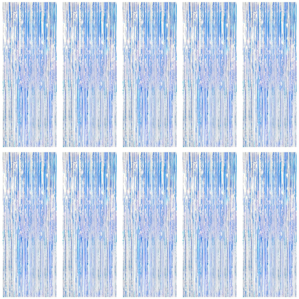 2 Pack Blue Party Decorations Ocean Party Decor Supplies Blue Party Streamers Birthday Decorations Tinsel Foil Fringe Curtains Photo Booth Props Celebration Decorations