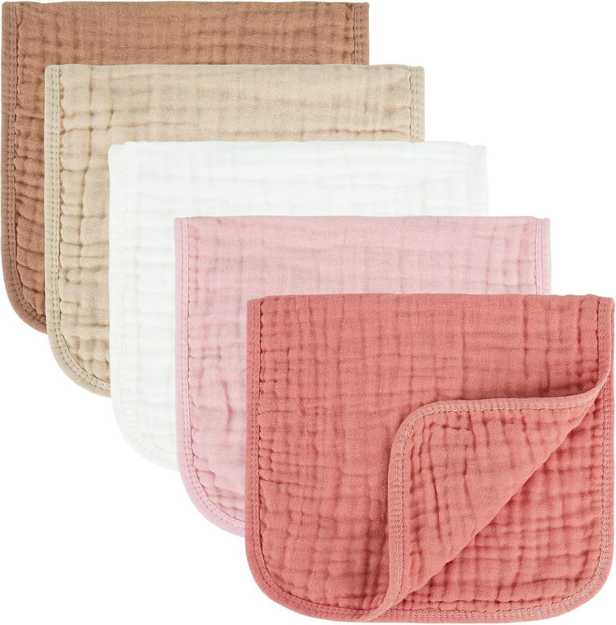 MIGIOL Baby Burp Cloths 100% Cotton Newborn Muslin Burp Cloths 10x20 inches Baby Essentials Blue & Green 5-Pack