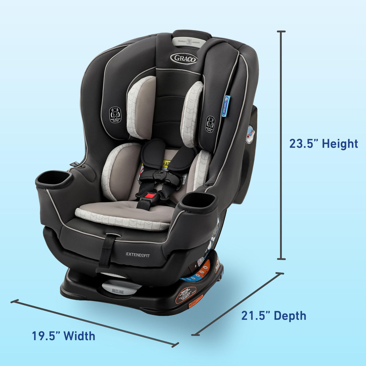Graco Extend2Fit 2-in-1 Convertible Car Seat, Gotham