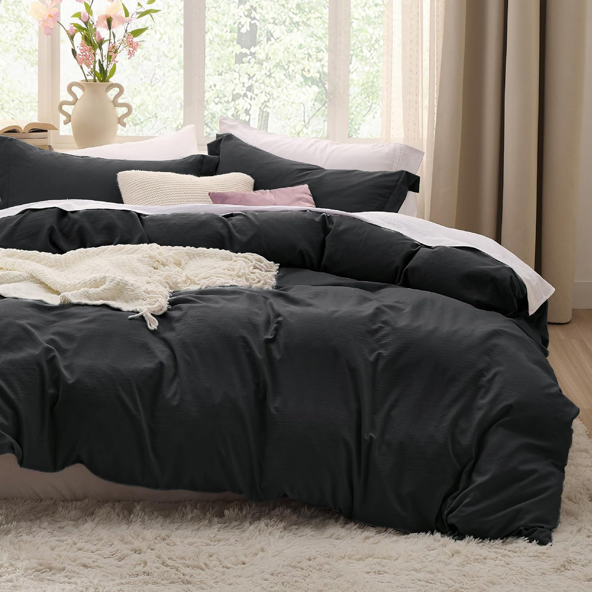 Bedsure Skipper Blue Duvet Cover Queen Size - 3 Pieces Prewashed Cotton-Like Polyester Extra Soft Bedding Set, Includes 1 Duvet Cover 90x90 Inches with Zipper Closure & 2 Pillow Shams, No Comforter