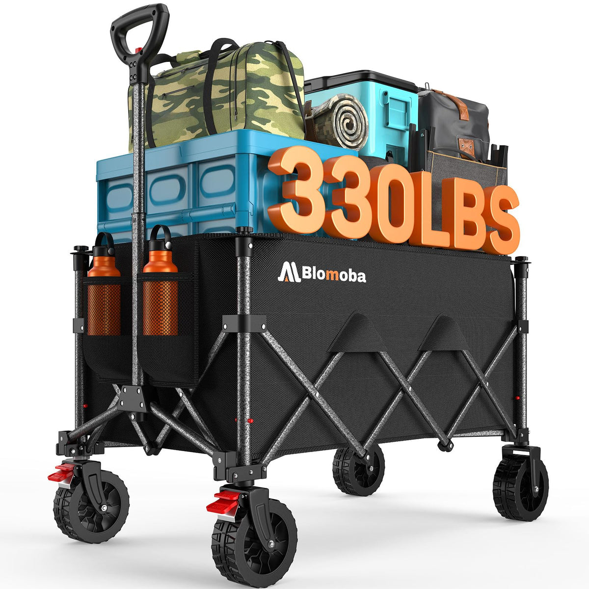 Blomoba Folding Wagon Cart with Wheels, 220lbs Utility Wagon Cart, Black Father Jim Norris notebooks