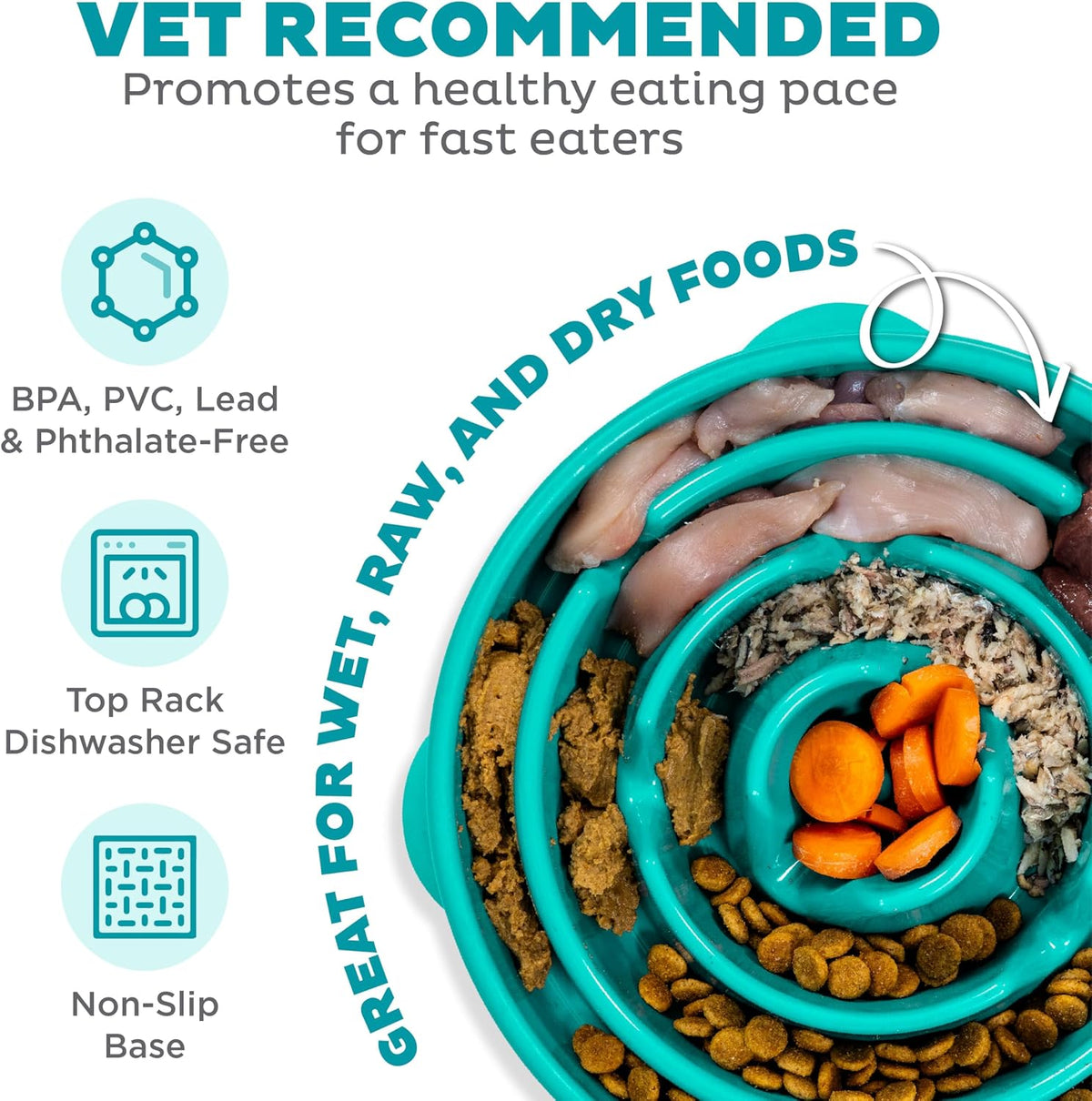 Outward Hound Fun Feeder Slo Bowl Dog Slow Feeder, Notch, Blue, 8.8"