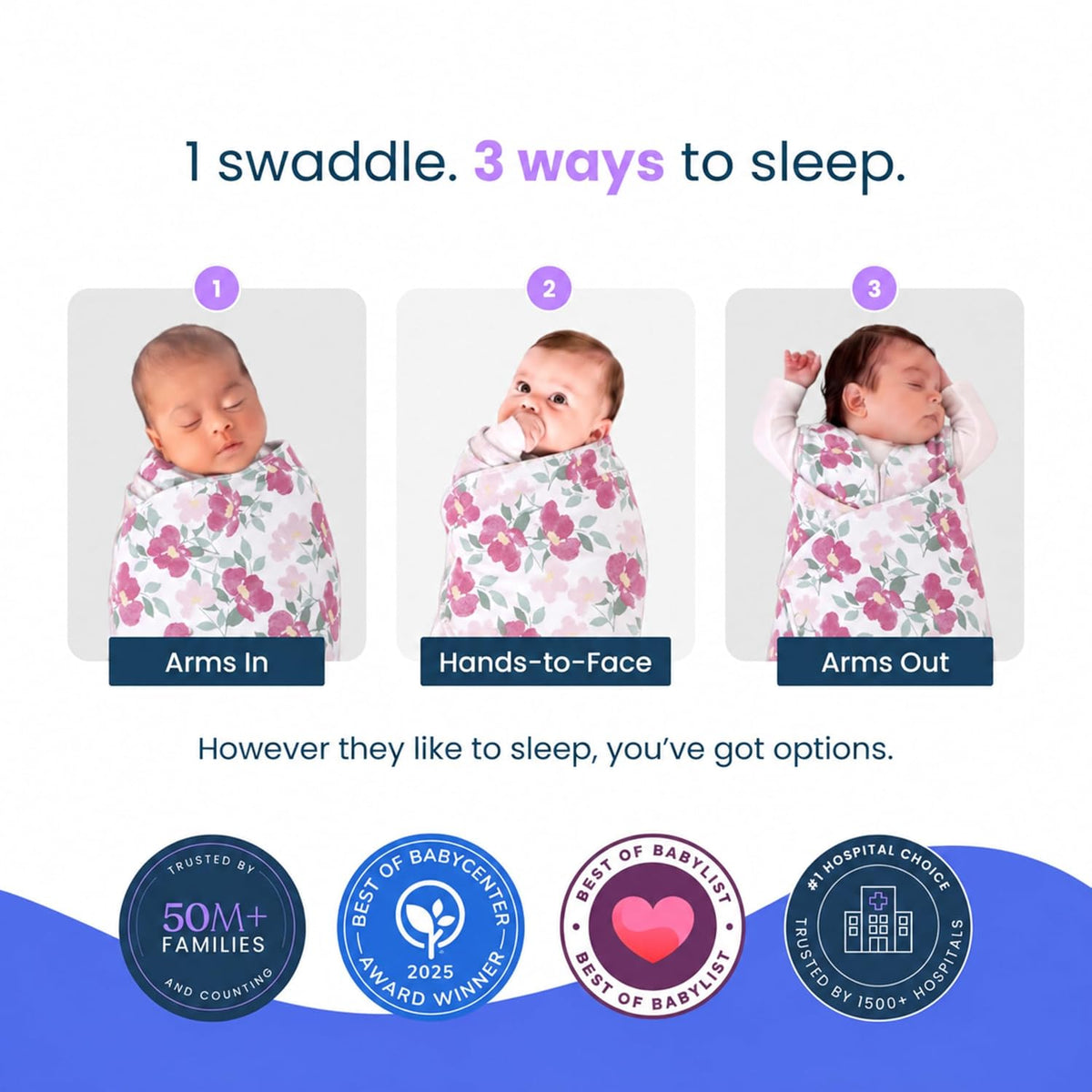 HALO SleepSack Swaddle | Cotton | 1.5 TOG | 68-75°F | 6-12 lbs |Baby Blue