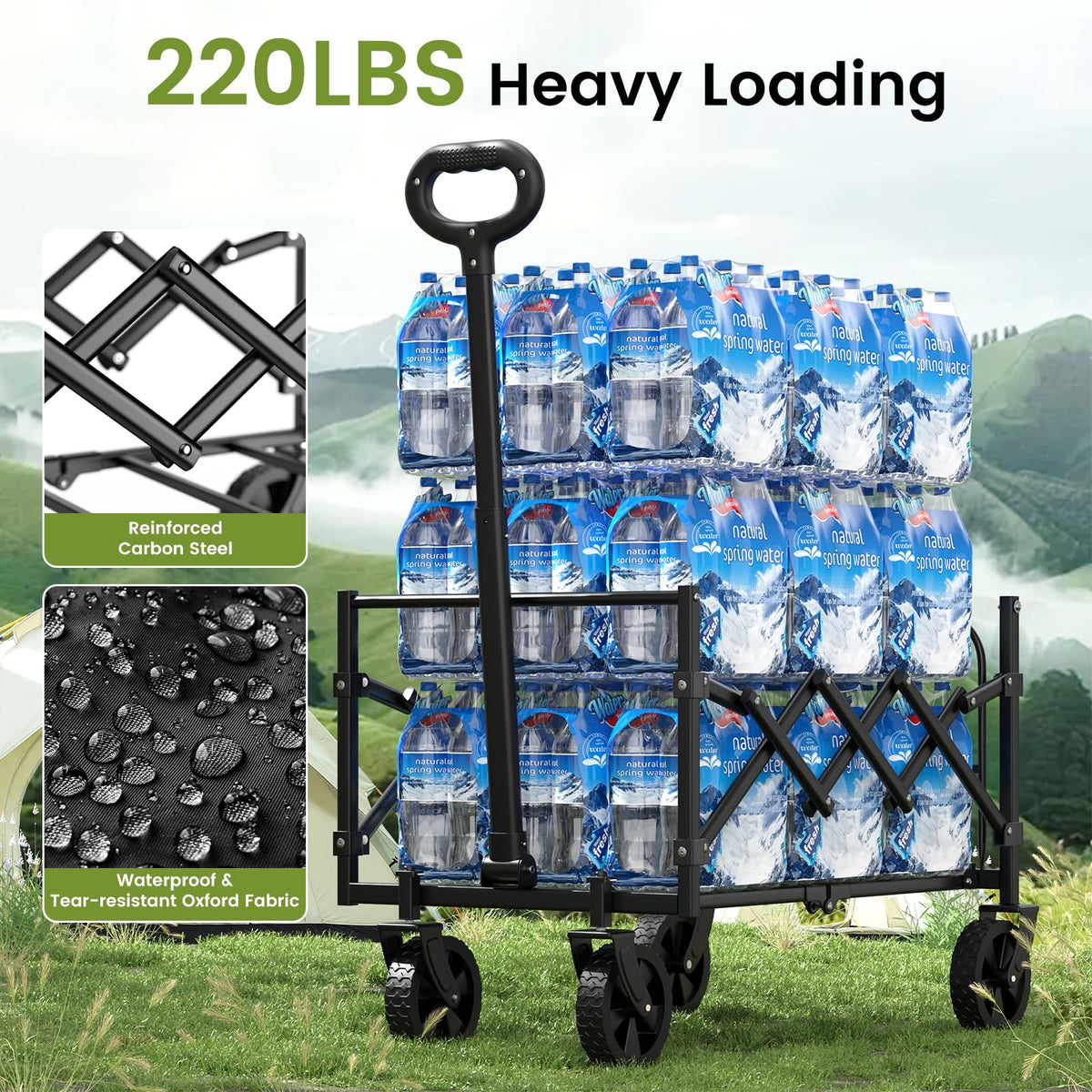 Blomoba Folding Wagon Cart with Wheels, 220lbs Utility Wagon Cart, Black Father Jim Norris notebooks