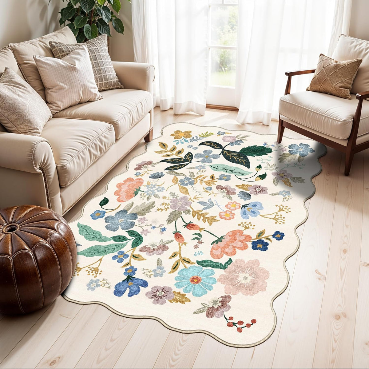 Hallway Washable Runner Rug - 3x10 Kitchen Rugs Entryway Rug Runner Vintage Soft Floor Mat Non Slip Indoor Farmhouse Carpet for Bathroom Living Room Bedroom (3 X 10, Beige)