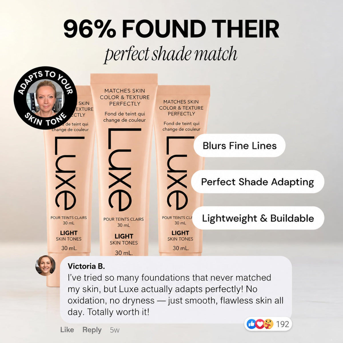 Luxe Color Changing Foundation, Korean Foundation for Mature Skin, Medium
