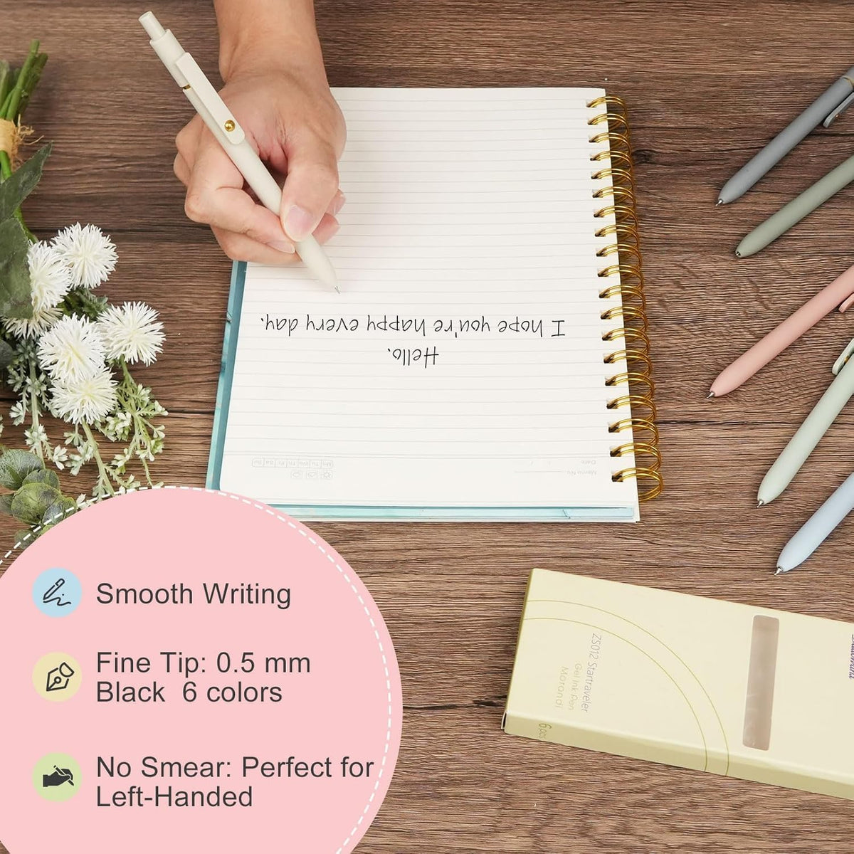 Ddaowanx Gel Pens,6 Pcs 0.5mm Retractable Quick Dry Black Ink Pens Father Jim Norris notebooks