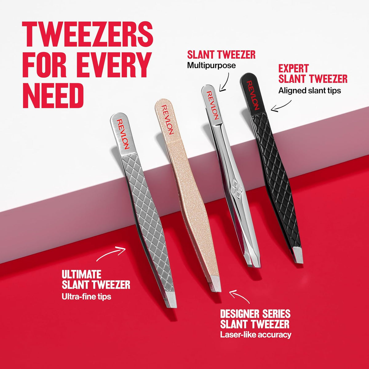 Revlon Expert Slant Tip Tweezer, Black, 1 Count