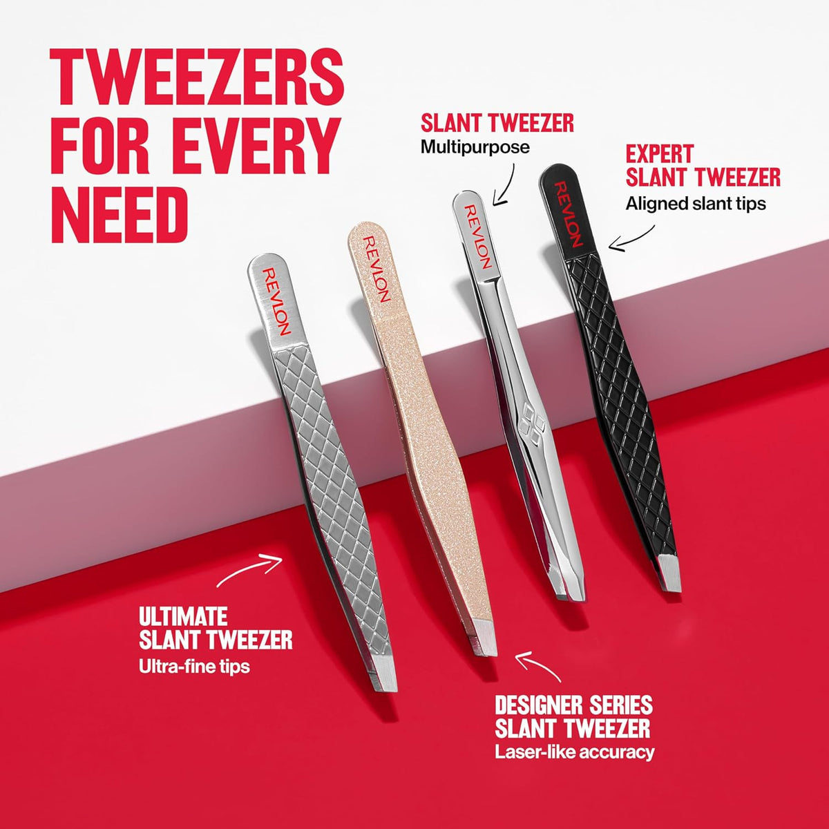 Revlon Expert Slant Tip Tweezer, Black, 1 Count