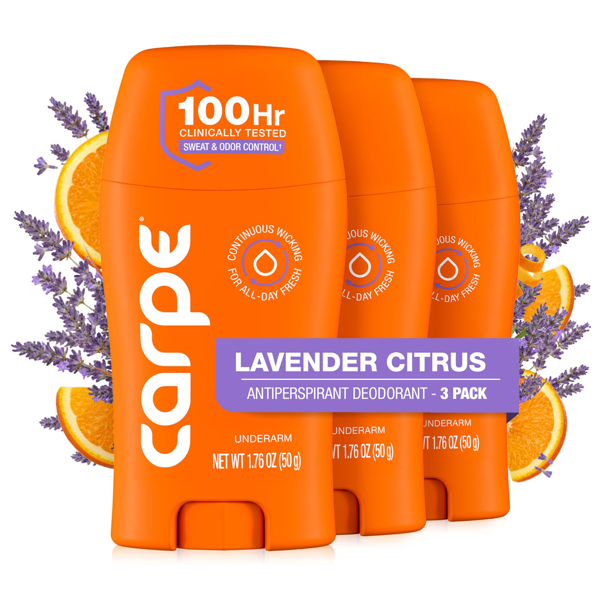 Carpe 100-Hour Deodorant Antiperspirant for Men, Clean Sport - 2 Pack