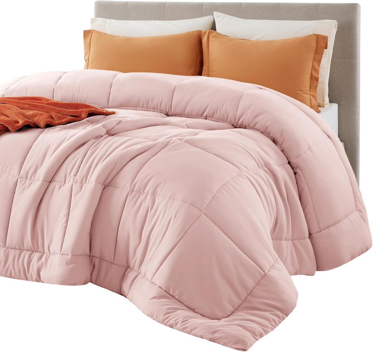 Bedsure Comforter Duvet Insert - Quilted Comforters King Size, All Season Duvet, GentleSoft Down Alternative Bedding, with 8 Tabs, Gifts for Women/Men, Light Spa Blue, King 90 x 102 Inches