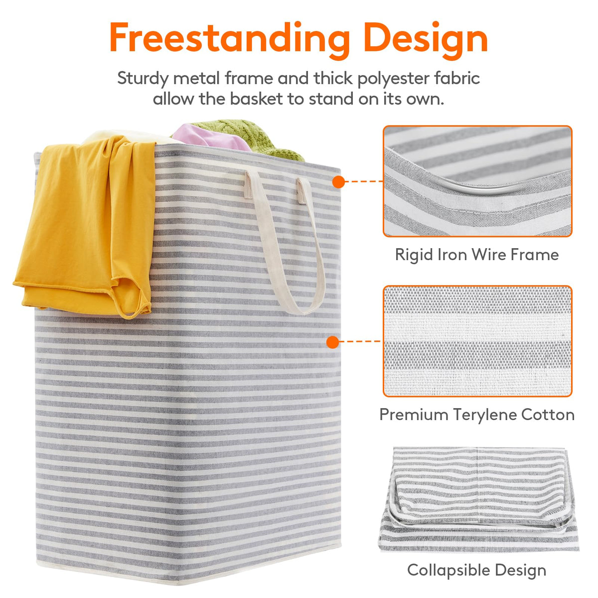 Lifewit 80L Large Laundry Baskets, Laundry Hampers Bags, 2 Pack, Grey