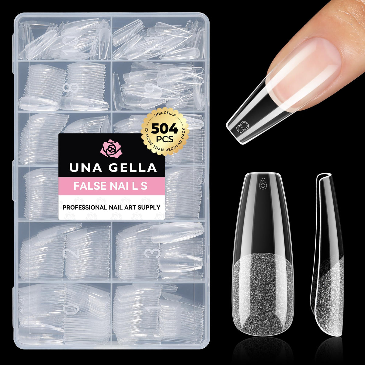 UNA GELLA Short Almond Nail Tips 504PCS Short Fake Nails Soft Press Ons