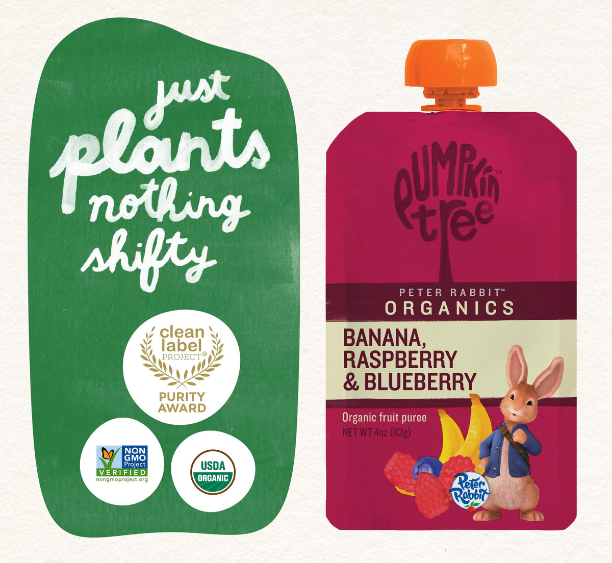 Pumpkin Tree Peter Rabbit Organics Strawberry and Banana Pure Fruit Snack, 4 Ounce (Pack of 10)