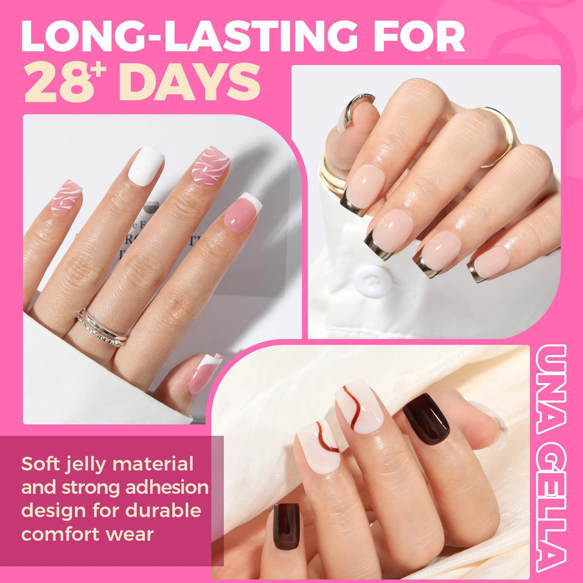 UNA GELLA Short Almond Nail Tips 504PCS Short Fake Nails Soft Press Ons