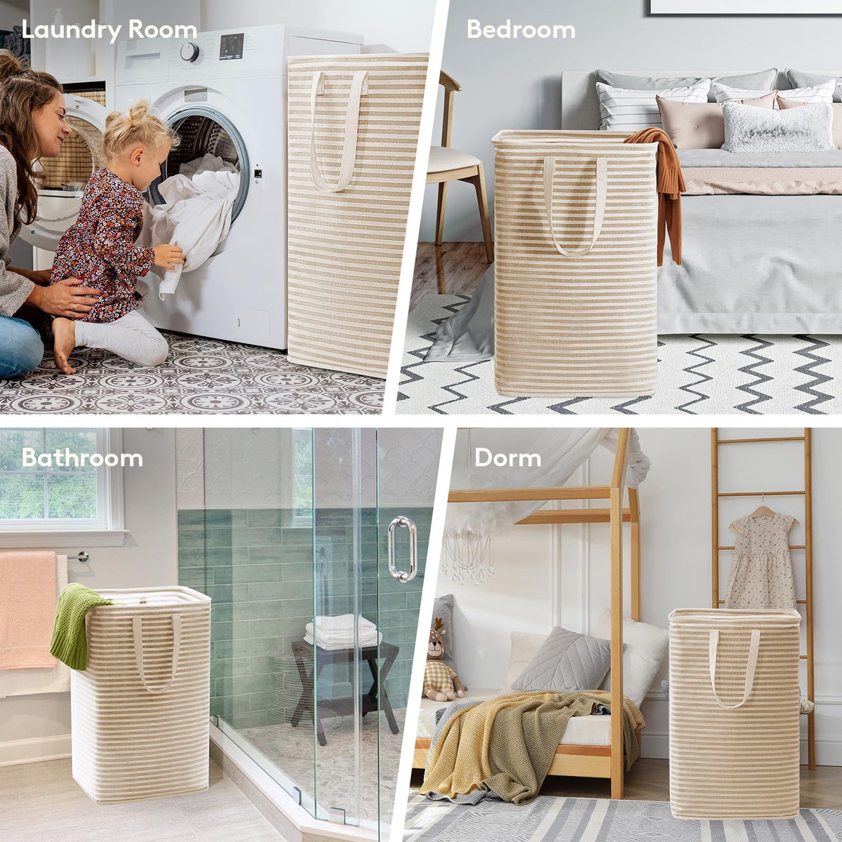 Lifewit 80L Large Laundry Baskets, Laundry Hampers Bags, 2 Pack, Grey