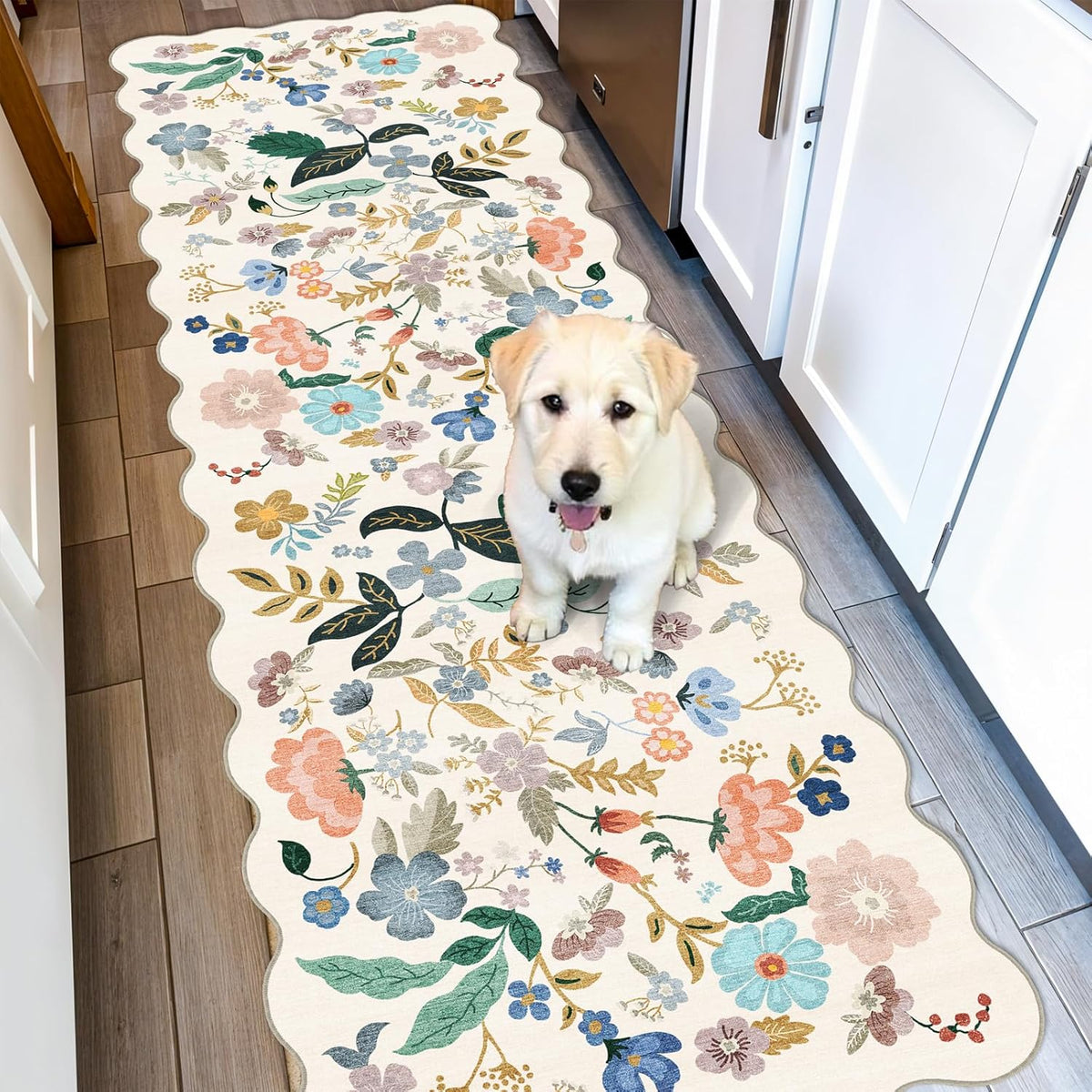 Hallway Washable Runner Rug - 3x10 Kitchen Rugs Entryway Rug Runner Vintage Soft Floor Mat Non Slip Indoor Farmhouse Carpet for Bathroom Living Room Bedroom (3 X 10, Beige)