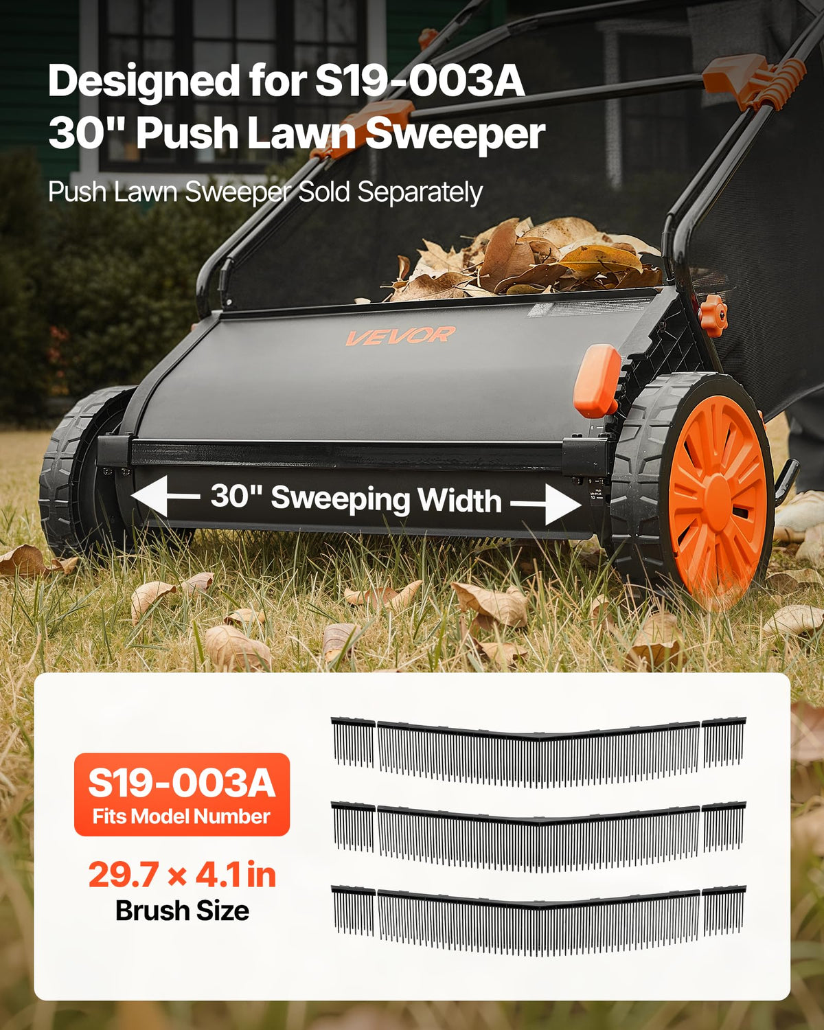 VEVOR Push Lawn Sweeper 26 in Leaf & Grass Collector 7 cu. ft. Hopper Bag Father Jim Norris notebooks