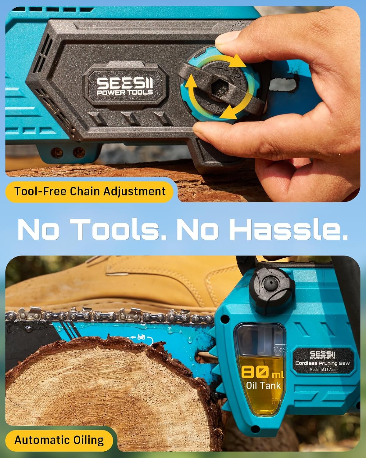 SEESII Flagship 8-Inch Cordless Mini Chainsaw, Upgraded Brushless Motor Father Jim Norris notebooks