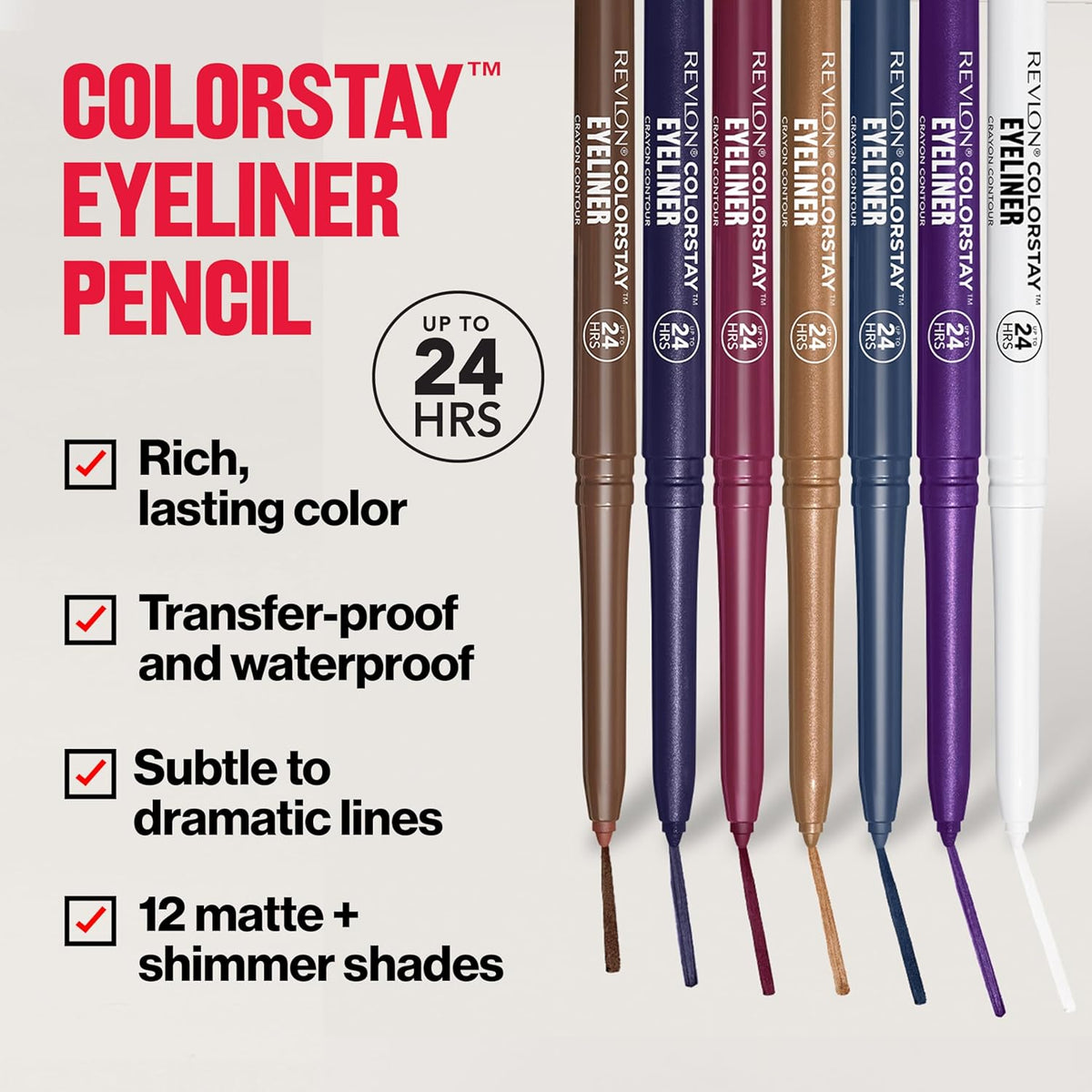 REVLON ColorStay Pencil Waterproof Eyeliner, 204 Charcoal, 0.01 oz