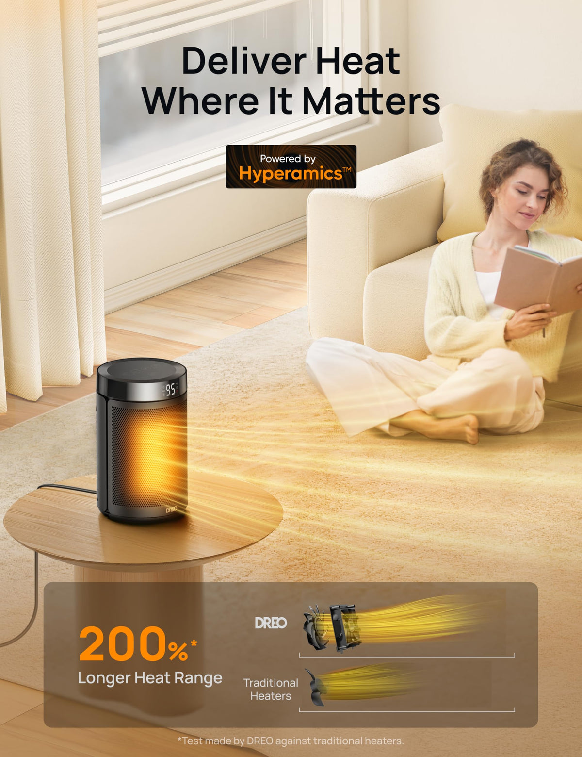 DREO Space Heater, Portable Electric Heaters for Indoor Use with Thermostat