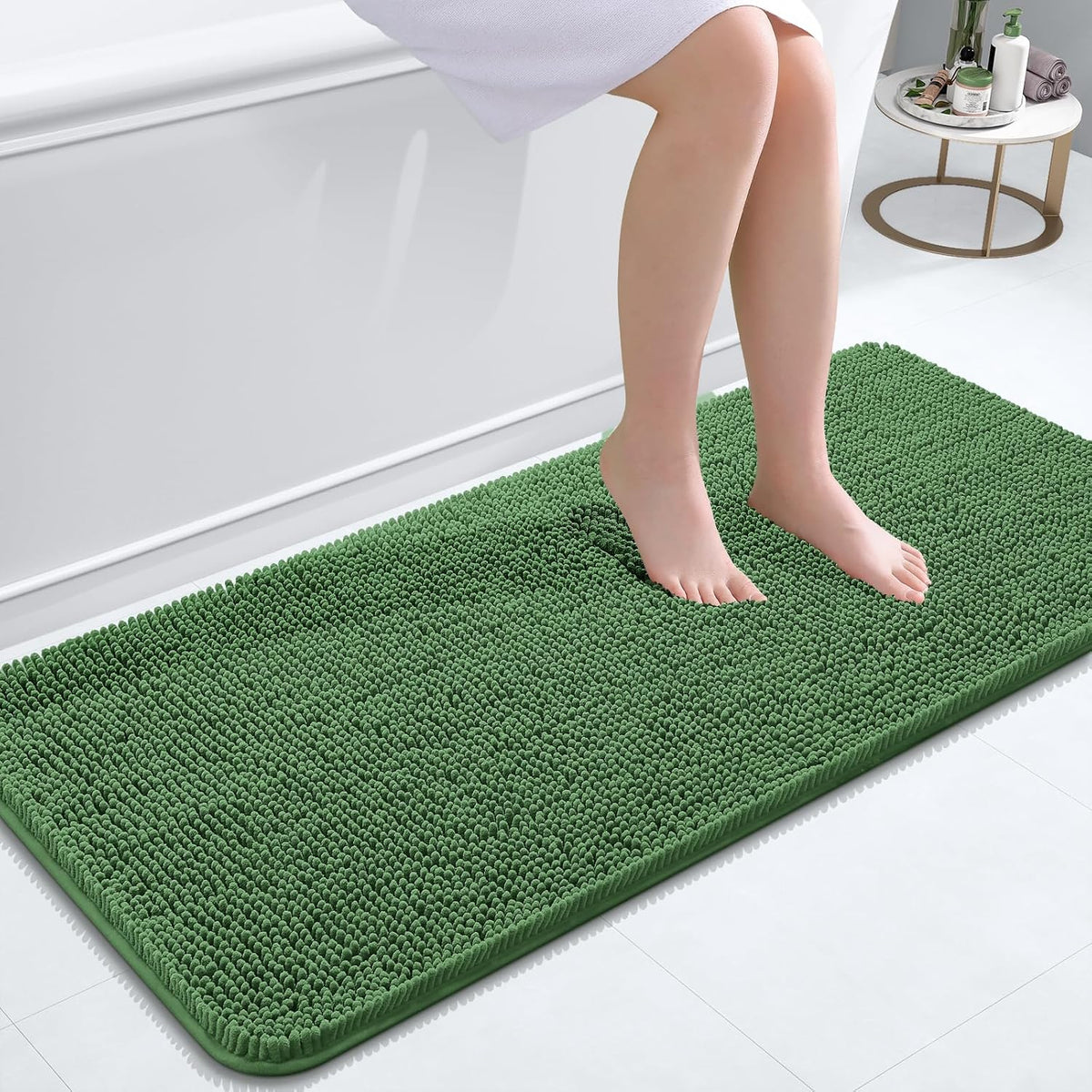 OLANLY Toilet Rugs U-Shaped 20x20,, Soft Absorbent Chenille Contour Rugs