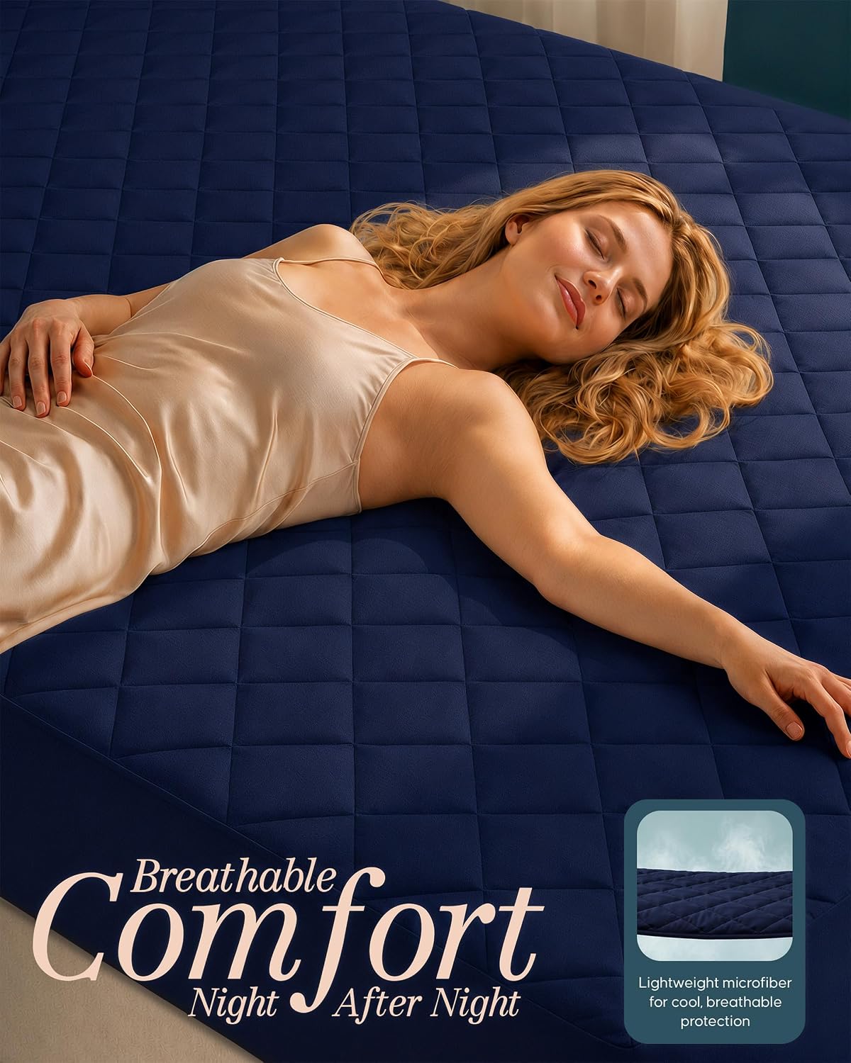 Queen Mattress Pad, Quilted Mattress Protector Topper fits 16" Deep Pocket