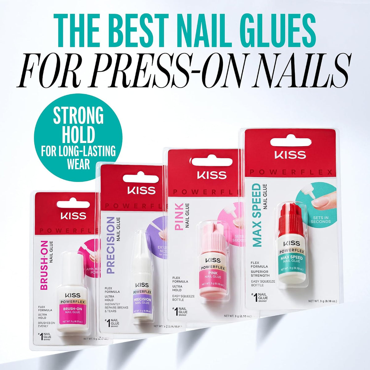 Kiss PowerFlex Nail Glue for Press Ons, Super Strong, Fast Drying Drop On