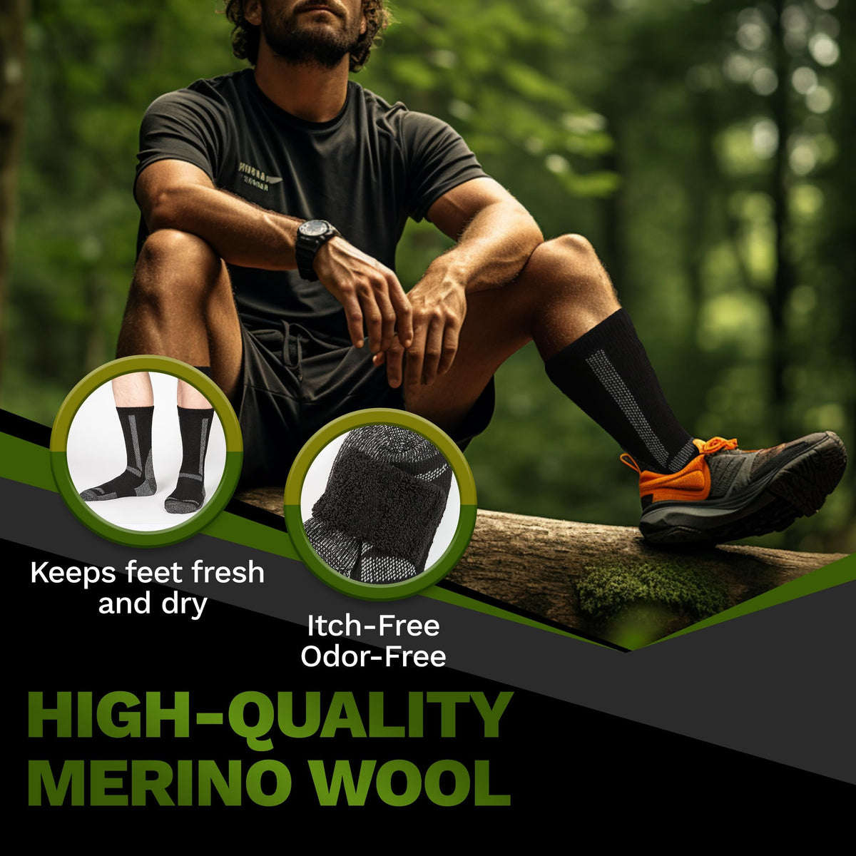 Alvada Mens Merino Wool Crew Socks Thermal and Warm Socks for Winter Work Hiking Running 3 Pairs