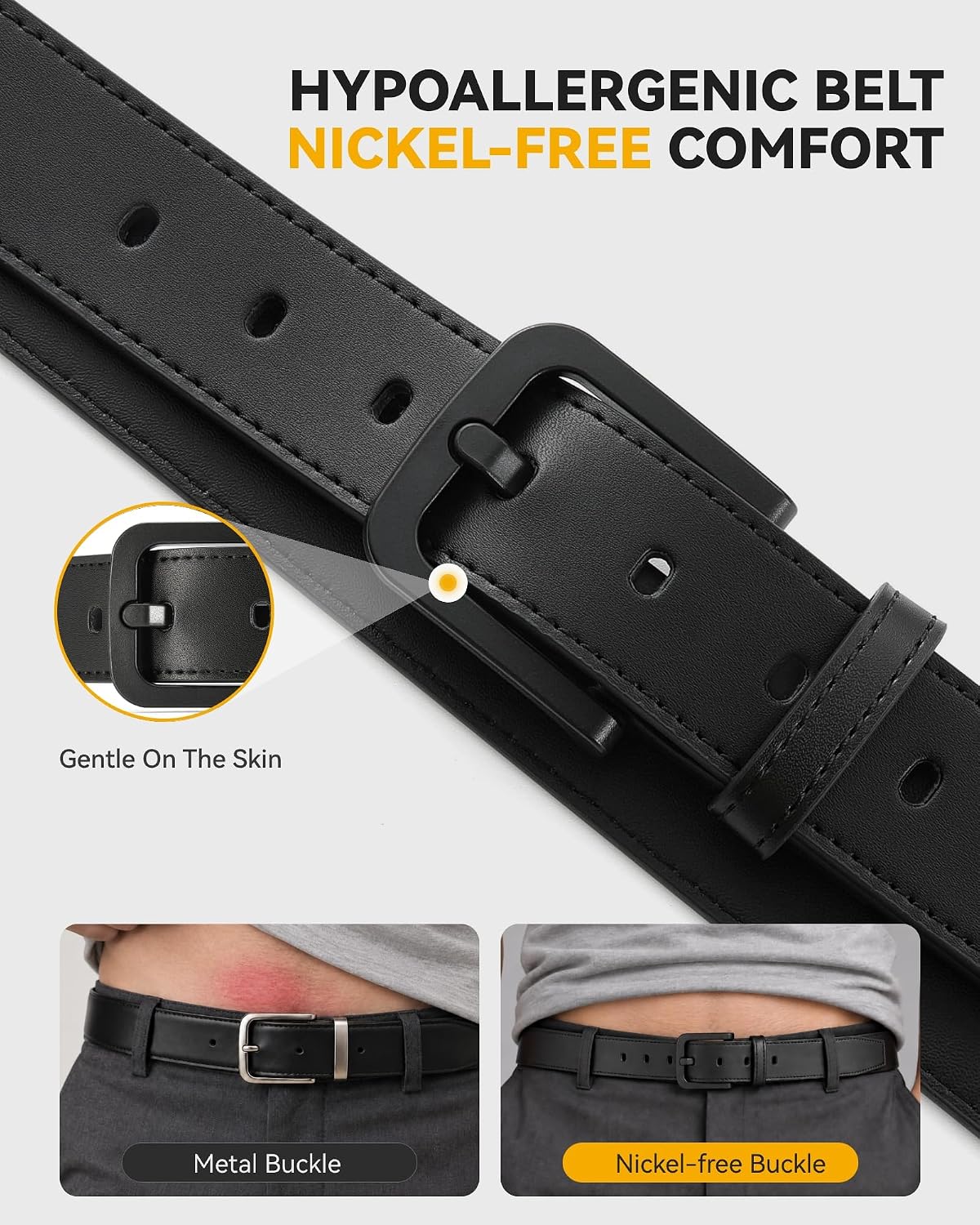 CHAOREN Mens Belts Leather 35mm for Jeans - Tough at Work, Sharp Daily
