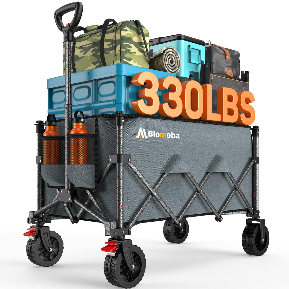 Blomoba Folding Wagon Cart with Wheels, 220lbs Utility Wagon Cart, Black Father Jim Norris notebooks