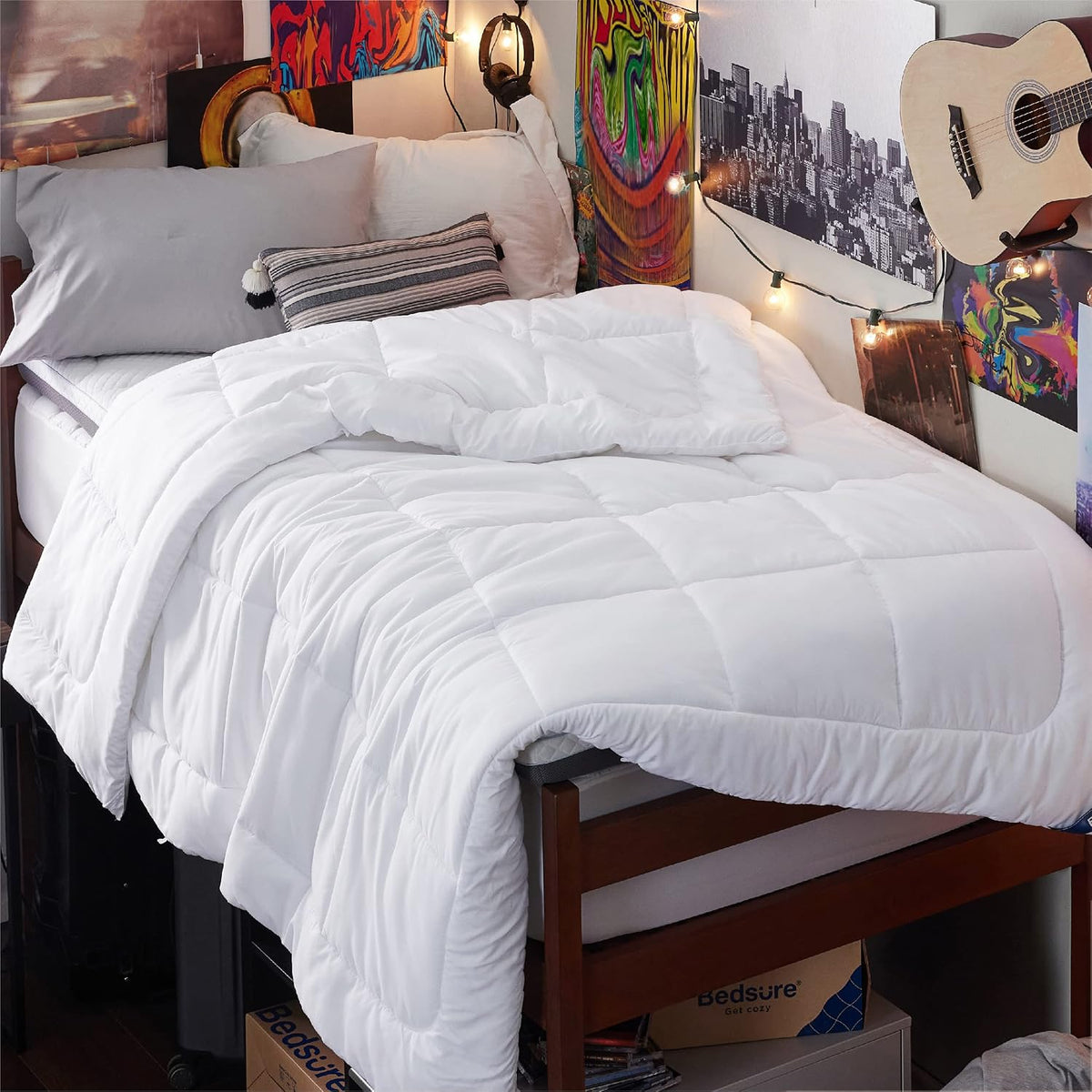 Bedsure Comforter Duvet Insert - Quilted Comforters King Size, All Season Duvet, GentleSoft Down Alternative Bedding, with 8 Tabs, Gifts for Women/Men, Light Spa Blue, King 90 x 102 Inches