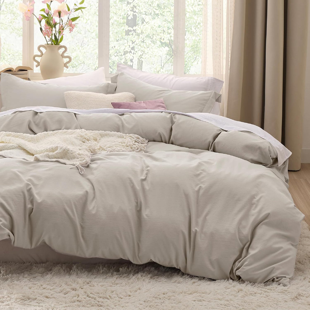 Bedsure Skipper Blue Duvet Cover Queen Size - 3 Pieces Prewashed Cotton-Like Polyester Extra Soft Bedding Set, Includes 1 Duvet Cover 90x90 Inches with Zipper Closure & 2 Pillow Shams, No Comforter