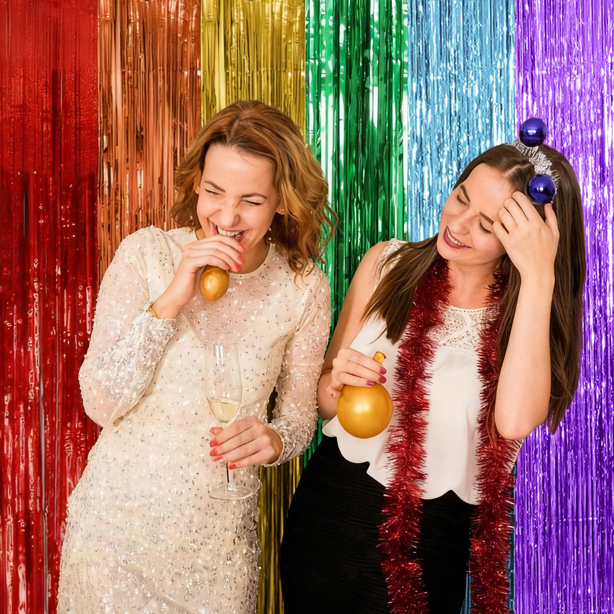 2 Pack Blue Party Decorations Ocean Party Decor Supplies Blue Party Streamers Birthday Decorations Tinsel Foil Fringe Curtains Photo Booth Props Celebration Decorations
