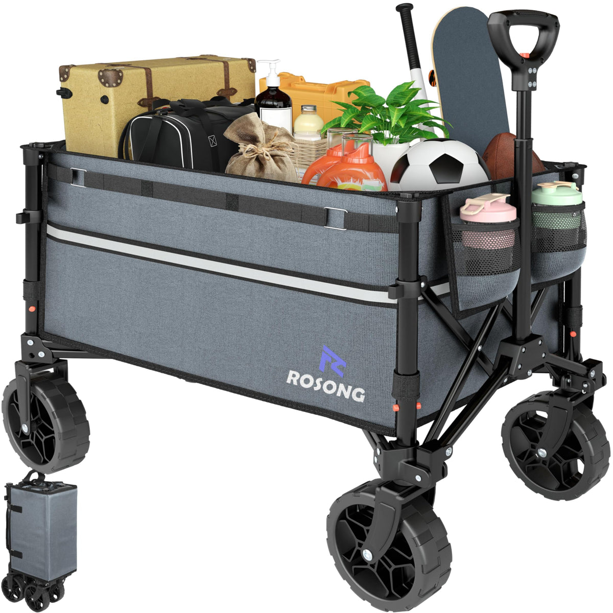 ROSONG Collapsible Wagon Cart with Wheels Foldable - Folding Utility Heavy Duty Wagons Carts for Grocery Sports Garden Shopping Camping Wheelbarrows (Pink, 120L) Father Jim Norris notebooks