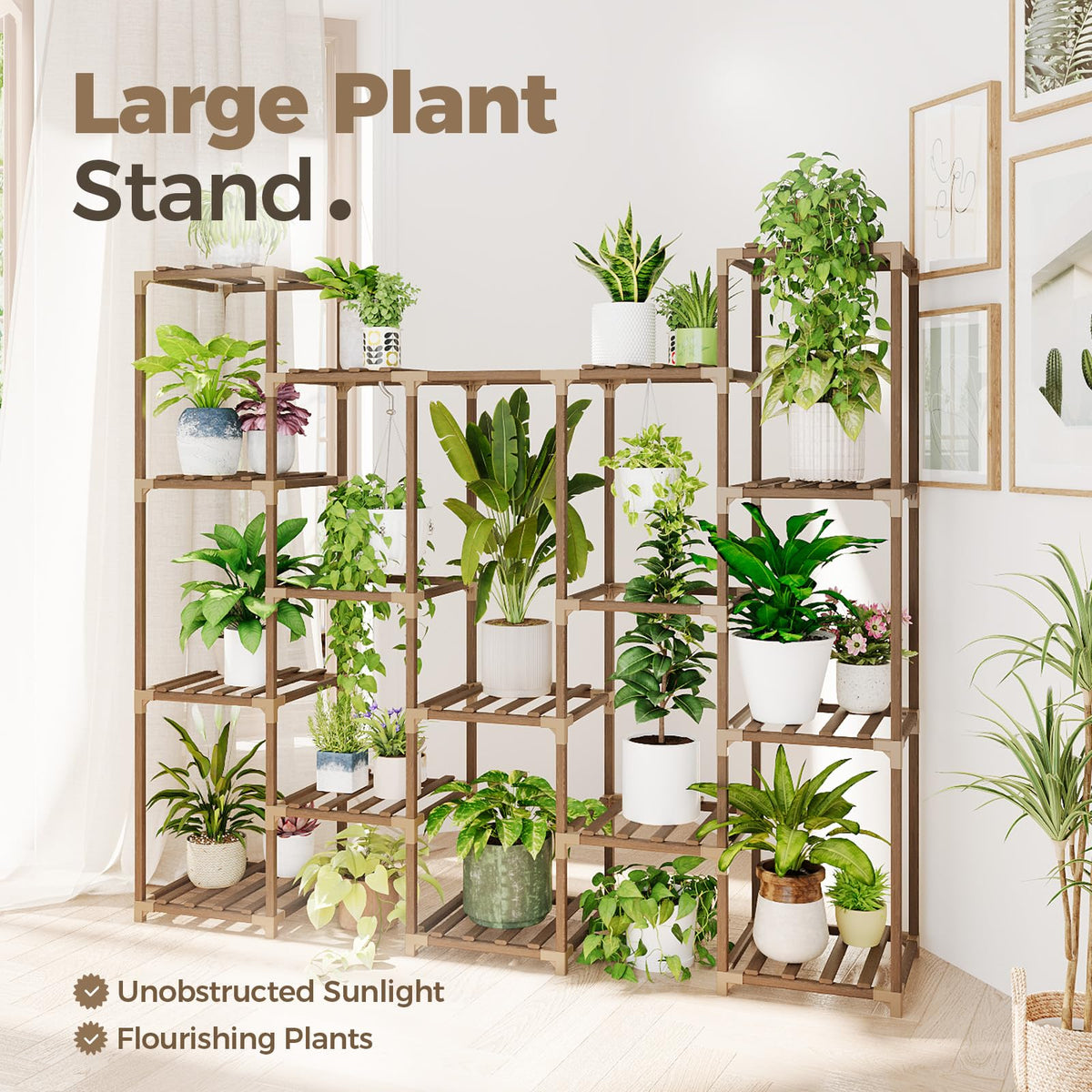 Bamworld Plant Stand Indoor with Flower Fairy Lights Battery Plant Shelf Father Jim Norris notebooks