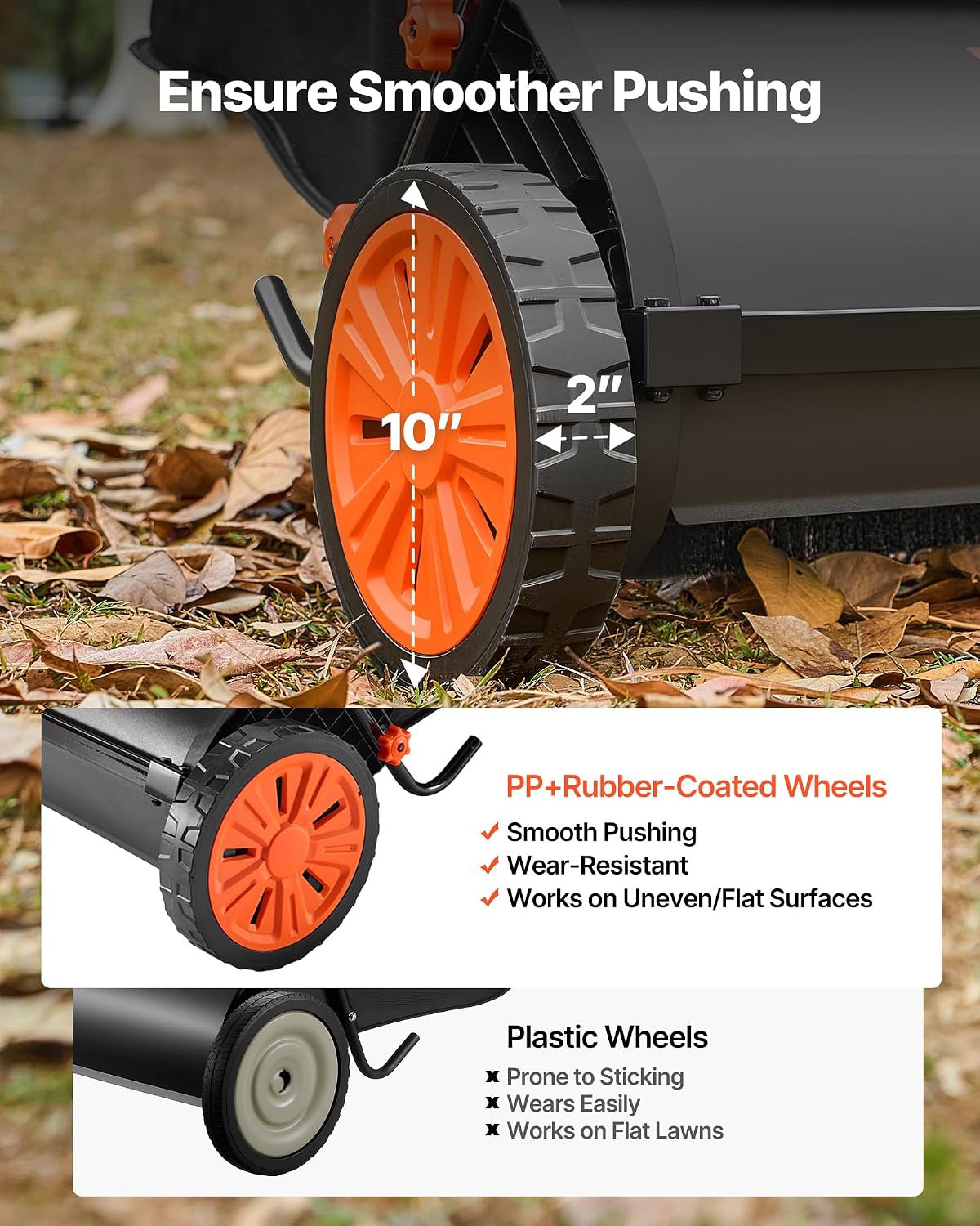 VEVOR Push Lawn Sweeper 26 in Leaf & Grass Collector 7 cu. ft. Hopper Bag Father Jim Norris notebooks
