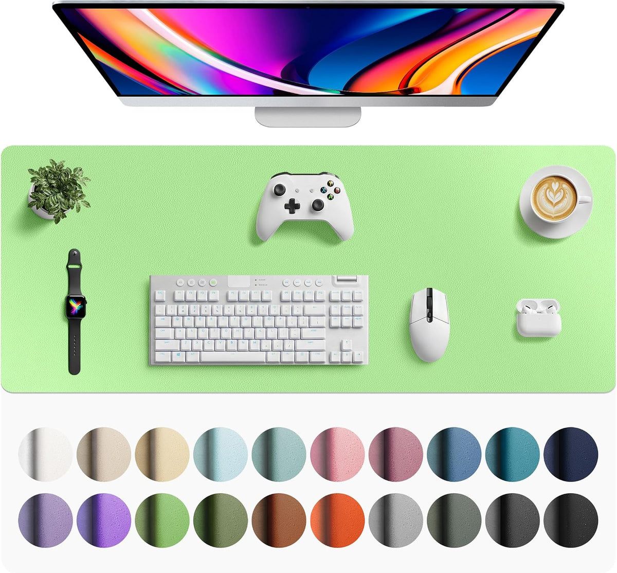 Aothia Non-Slip Waterproof PU Leather Desk Pad Protector for Mouse, Writing Desk, Office, Home, Laptop Blotter, 23.6" x 13.7", Black Father Jim Norris notebooks
